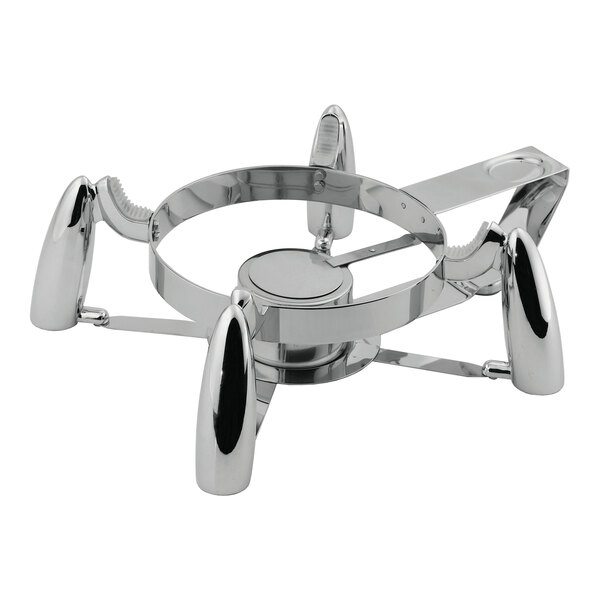 A stainless steel buffet stand designed to hold compatible serving dishes.