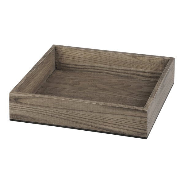 Smart Buffet Ware T-Collection by Front of the House 12 3/4" x 10 1/2" x 3" 1/2 Size Truffle Wood Serving / Display Tray