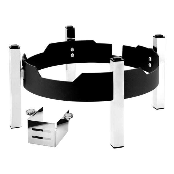 A metal stackable stand designed for use with specific buffetware models.