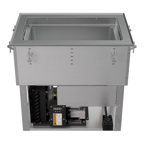 A modular drop-in hot and cold food well with an auto manifold drain, designed for commercial food service use.