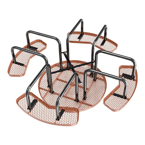 Lifeyard 46" Round Brown Expanded Metal Picnic Table