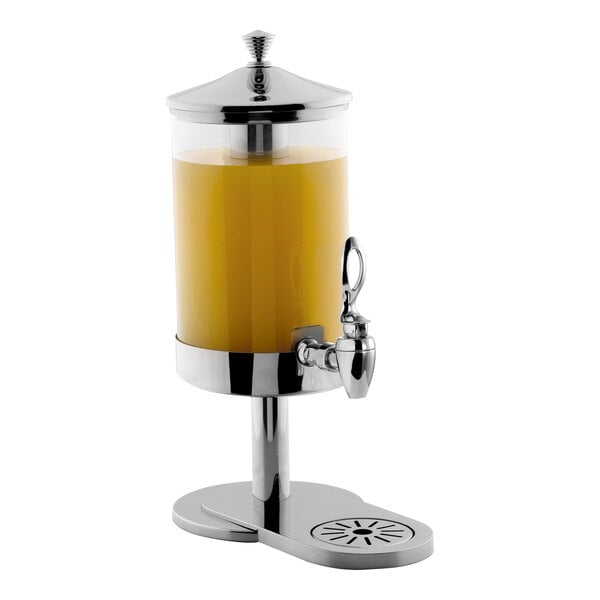 Smart Buffet Ware Odin by Front of the House 1 Gallon Round Stainless Steel Beverage Dispenser with Ice Core BDI006MUM18