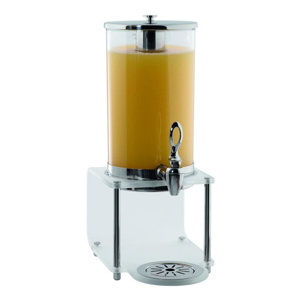 Smart Buffet Ware Hi-Line by Front of the House 1.75 Gallon Round Stainless Steel Beverage Dispenser with Ice Core BDI011MUM18