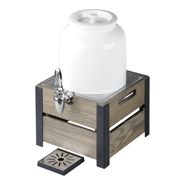 Smart Buffet Ware by Front of the House 1.75 Gallon Natural Porcelain Milk Dispenser with Ice Core BDI018MUM18