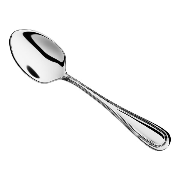A stainless steel teaspoon with a simple, elegant handle design.