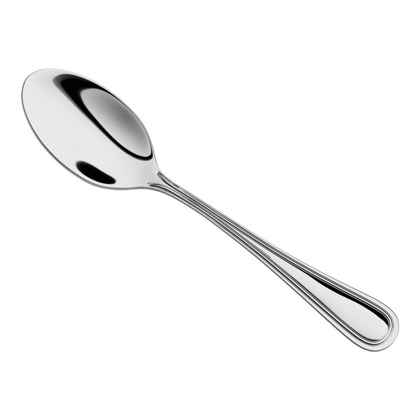 A stainless steel heavy weight tablespoon or serving spoon with a simple, polished design.