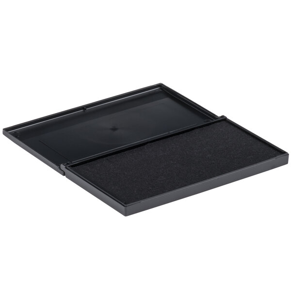 A black pre-inked felt stamp pad in a rectangular plastic case.