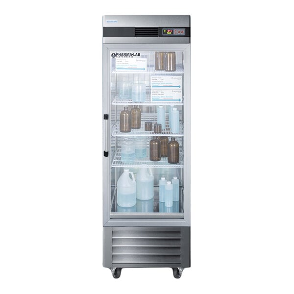 Summit Appliance ARG23ML Accucold Pharma-Lab Performance Series 23 Cu. Ft. Stainless Steel Glass Door Reach-In Pharmacy / Medical Refrigerator - 115V