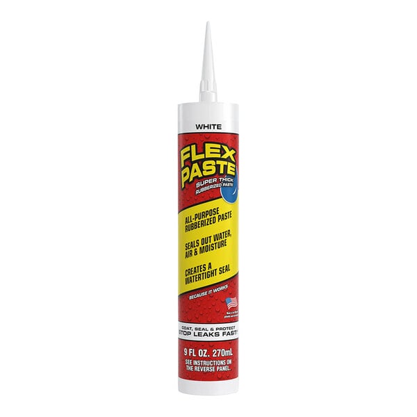 A 9 oz. tube of Flex Paste white rubberized sealant paste.