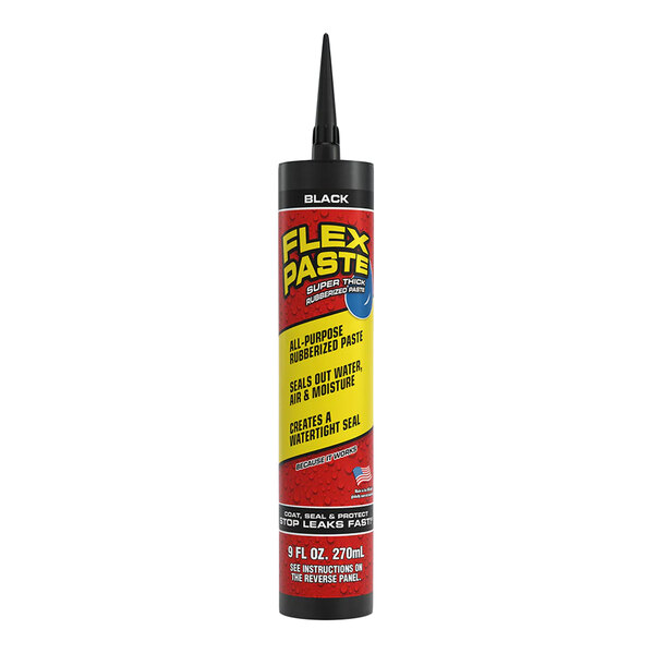 A 9 oz. tube of Flex Paste black rubberized sealant paste.