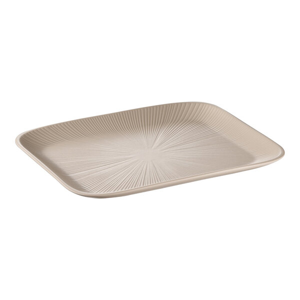 APS Nero 12 3/4" x 10 3/8" Brown Rectangular Melamine Serving Tray - 6/Case