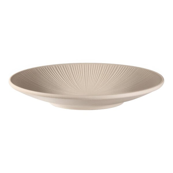 APS Nero 8 1/4" Brown Round Melamine Coupe Plate - Sample