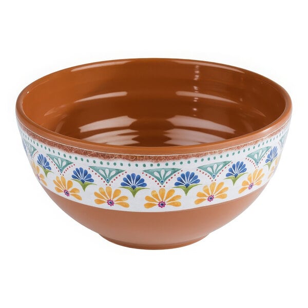APS Arabesque 27 oz. Multicolored Round Melamine Bowl - 12/Case