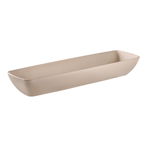 APS Nero 118.3 oz. Brown Long Rectangular Melamine Serving Bowl - 4/Case