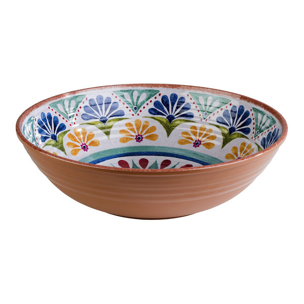 APS Arabesque 101.4 oz. Multicolored Round Melamine Serving Bowl - 6/Case