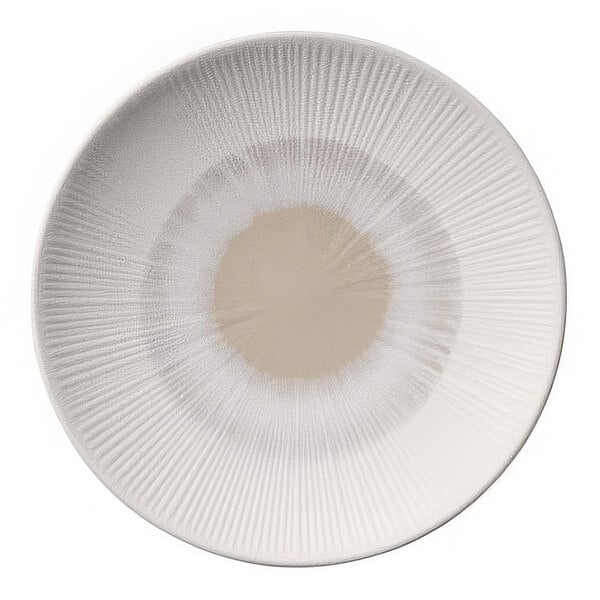 APS Blush 8 1/4" Pink and Beige Round Melamine Coupe Plate - 6/Case