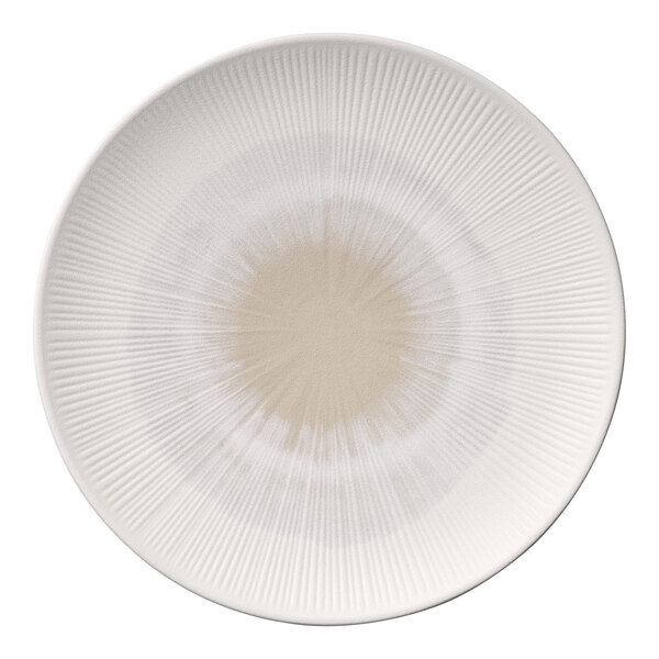 APS Blush 13" Pink and Beige Round Melamine Coupe Platter - 6/Case