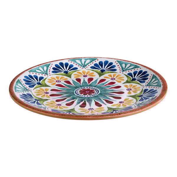 APS Arabesque 10 3/8" Multicolored Round Melamine Coupe Plate - 12/Case