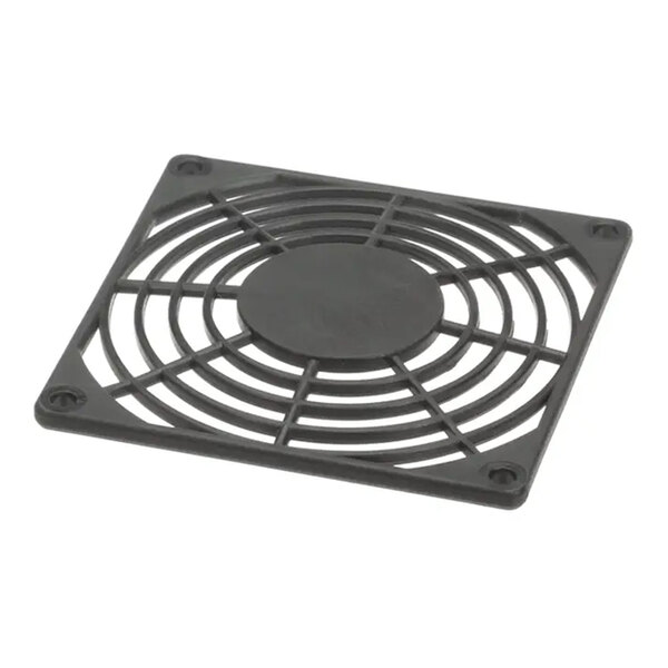 A black plastic protective grille with an 80x80 mm square shape and circular vent pattern.