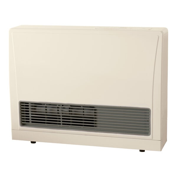 A beige direct-vent wall furnace with a front vent and a rectangular design.
