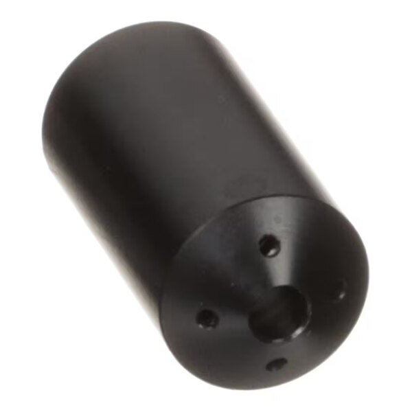 A black cylindrical steam nozzle component with multiple small holes on one end.