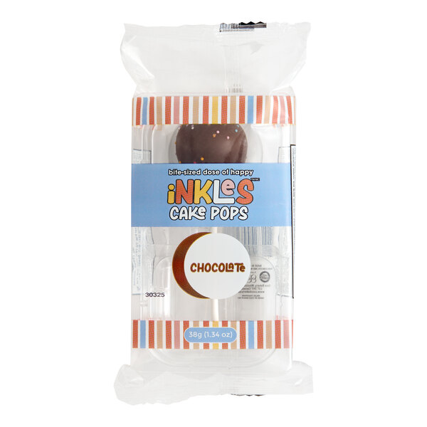 A single individually wrapped chocolate cake pop from iNKLeS.