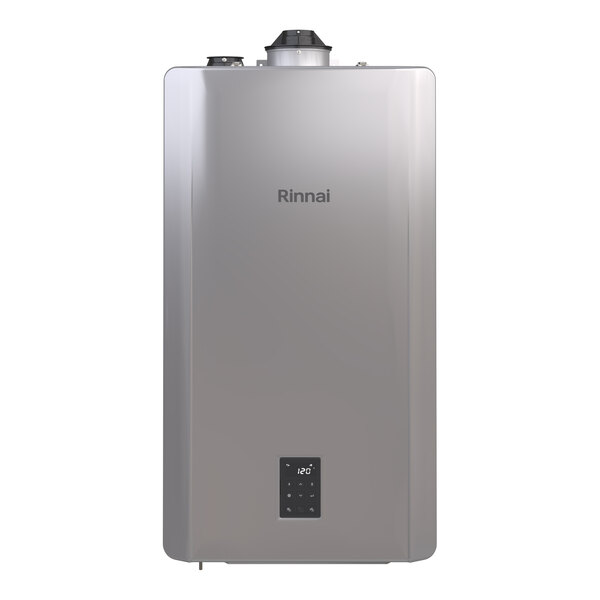 A wall-mounted Rinnai natural gas indoor heat-only boiler.