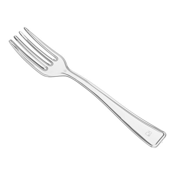 A clear plastic petite tasting fork.