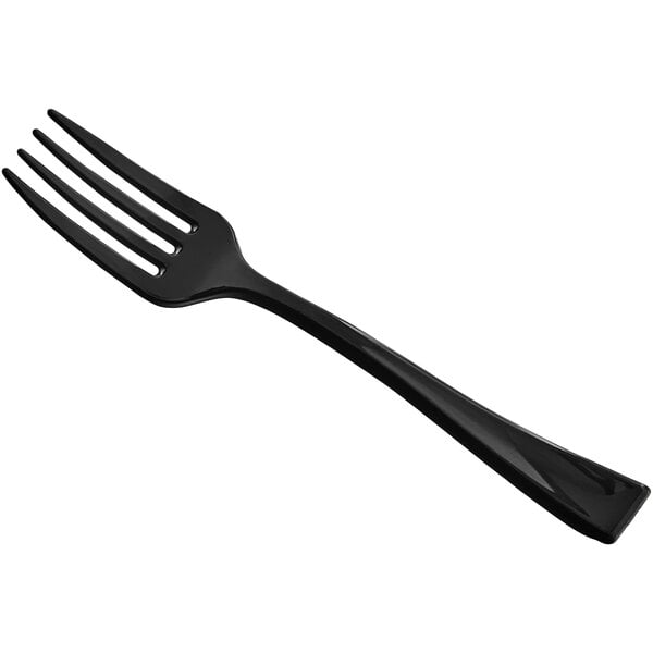 A small black plastic tasting fork.