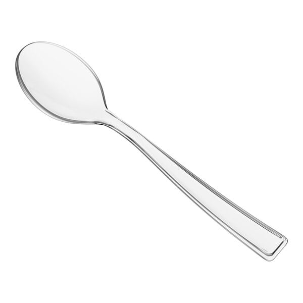 A clear plastic petite tasting spoon.