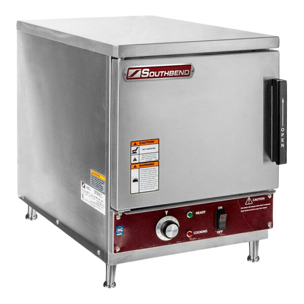 A stainless steel Southbend electric countertop convection steamer with control panel and door handle.
