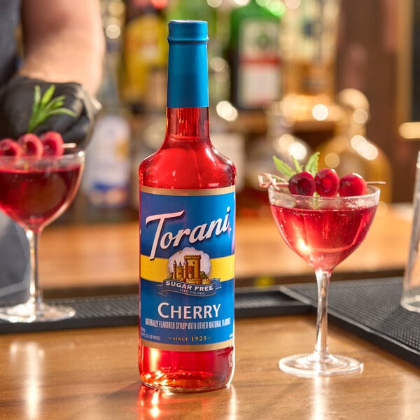 Torani Sugar-Free Cherry Flavoring Syrup 750 mL Glass Bottle