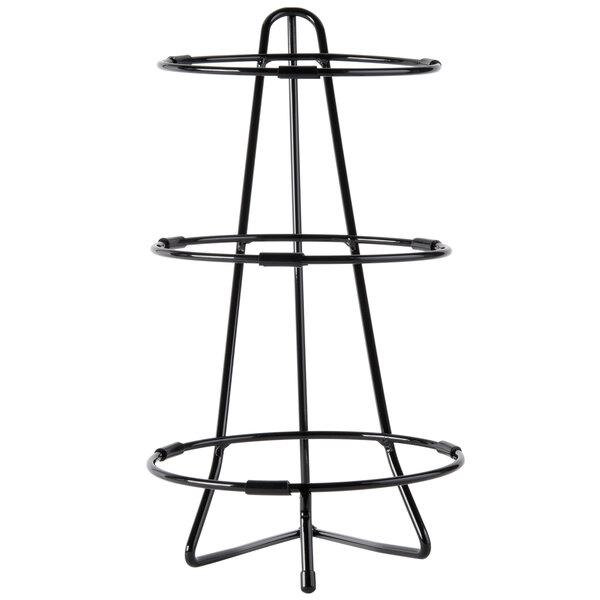 a black metal bar stool