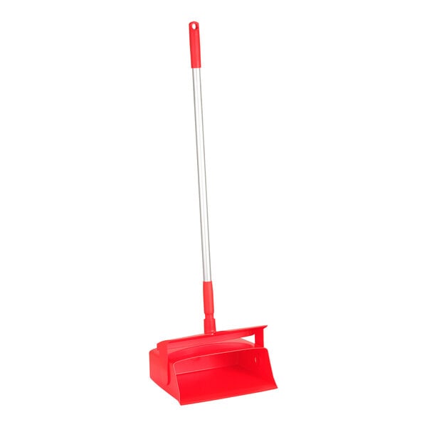 Vikan 56584 11 5/8" Red Upright Compact Lobby Dustpan with Locking Lid