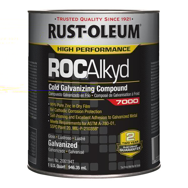 A quart-sized can of Rust-Oleum ROCAlkyd 7000 System High-Performance Cold Galvanizing Compound.