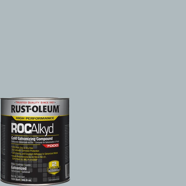 A one-quart can of Rust-Oleum ROCAlkyd 7000 System gray high-performance cold galvanizing compound.