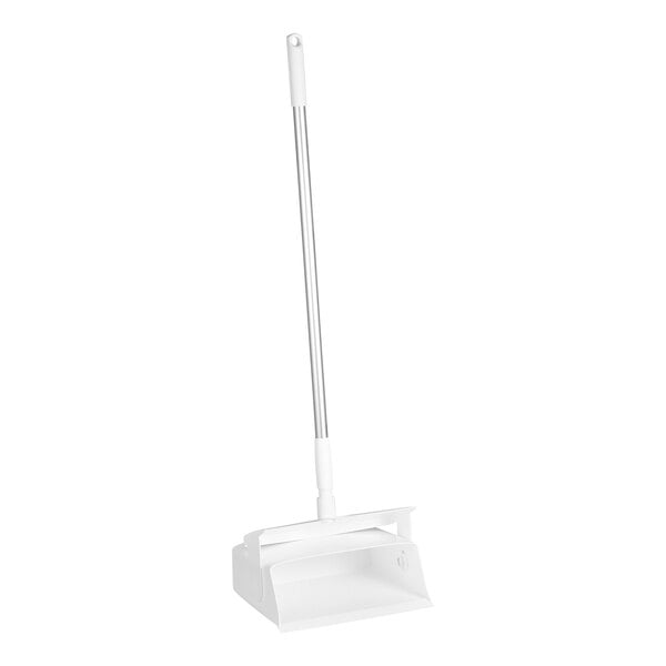 Vikan 56585 11 5/8" White Upright Compact Lobby Dustpan with Locking Lid