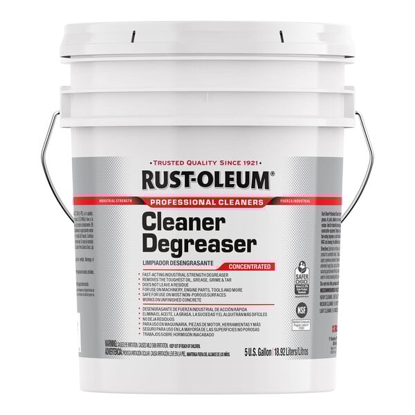A 5-gallon bucket of Rust-Oleum Professional Cleaners concentrated cleaner degreaser.