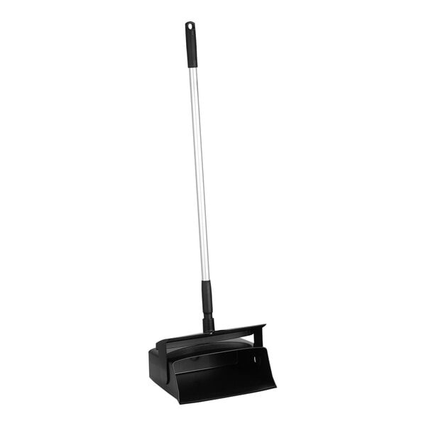 Vikan 56589 11 5/8" Black Upright Compact Lobby Dustpan with Locking Lid