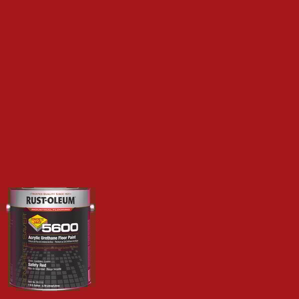 A one-gallon can of Rust-Oleum 5600 acrylic urethane floor paint in safety red.