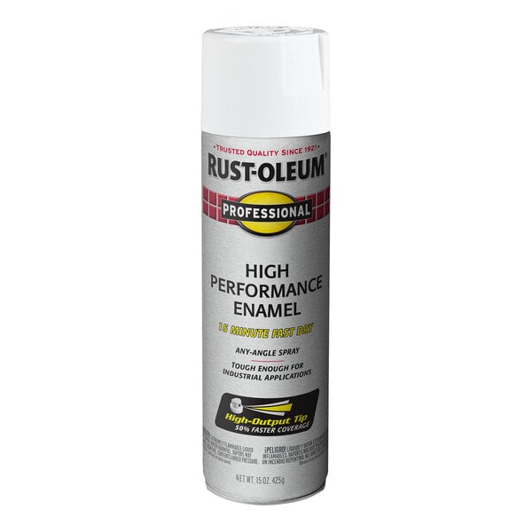 A can of Rust-Oleum Professional High Performance Enamel spray paint in a 15 oz size.