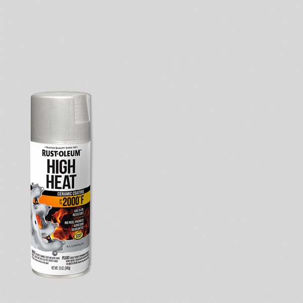 A can of Rust-Oleum High Heat flat aluminum spray paint, 12 ounces.