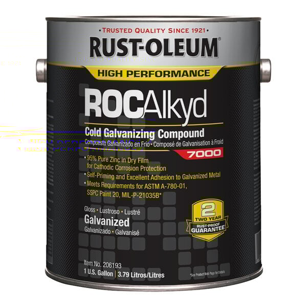 A 1-gallon can of Rust-Oleum ROCAlkyd 7000 System High-Performance Gray Cold Galvanizing Compound.