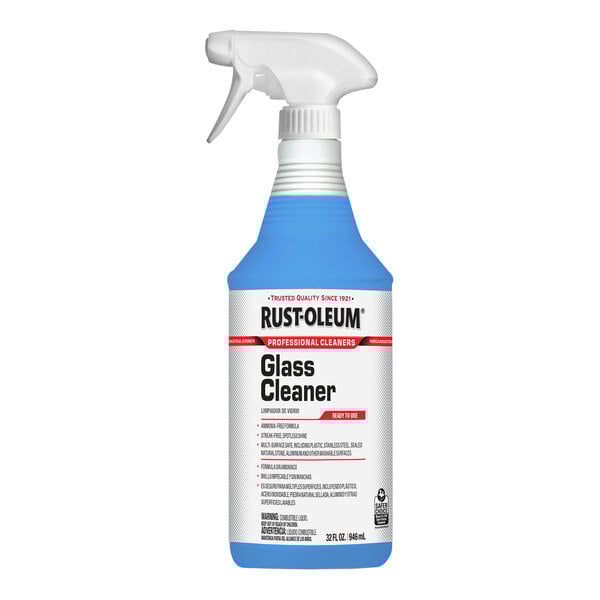 A 32-ounce spray bottle of Rust-Oleum professional glass cleaner.