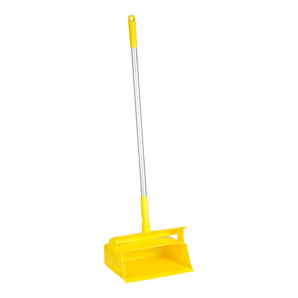 Vikan 56586 11 5/8" Yellow Upright Compact Lobby Dustpan with Locking Lid