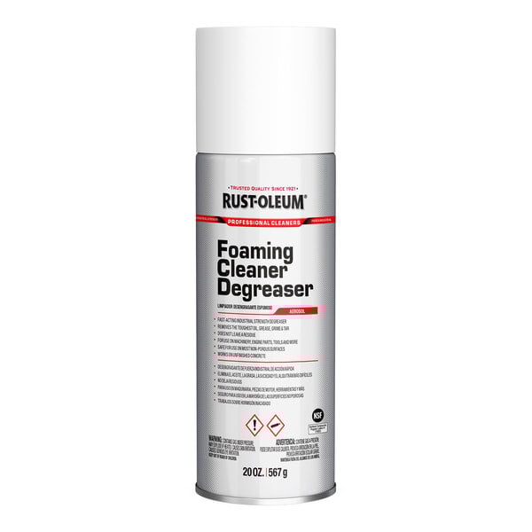 A 20-ounce aerosol can of Rust-Oleum foaming cleaner degreaser.