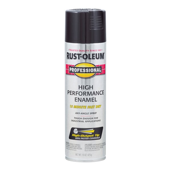 A can of Rust-Oleum Professional High Performance Enamel spray paint in gloss black, 15 ounces.