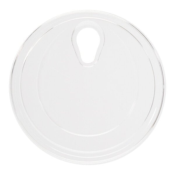 A clear plant-based PLA plastic sip lid designed for 98 mm cold cups.