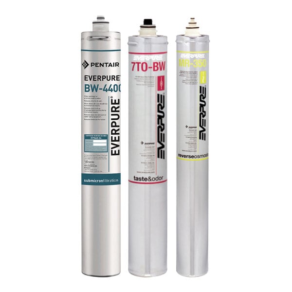 A set of three Everpure replacement filter cartridges for the MRS-350BL 350 GPD reverse osmosis system.
