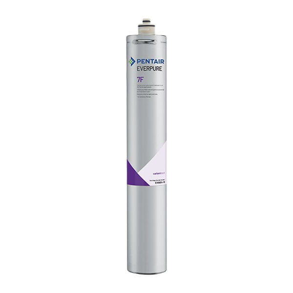 A Pentair Everpure EV9654-10 7F carbon filter cartridge designed for use with MRS-600HE-II, MRS, and EZ-RO water filtration systems.